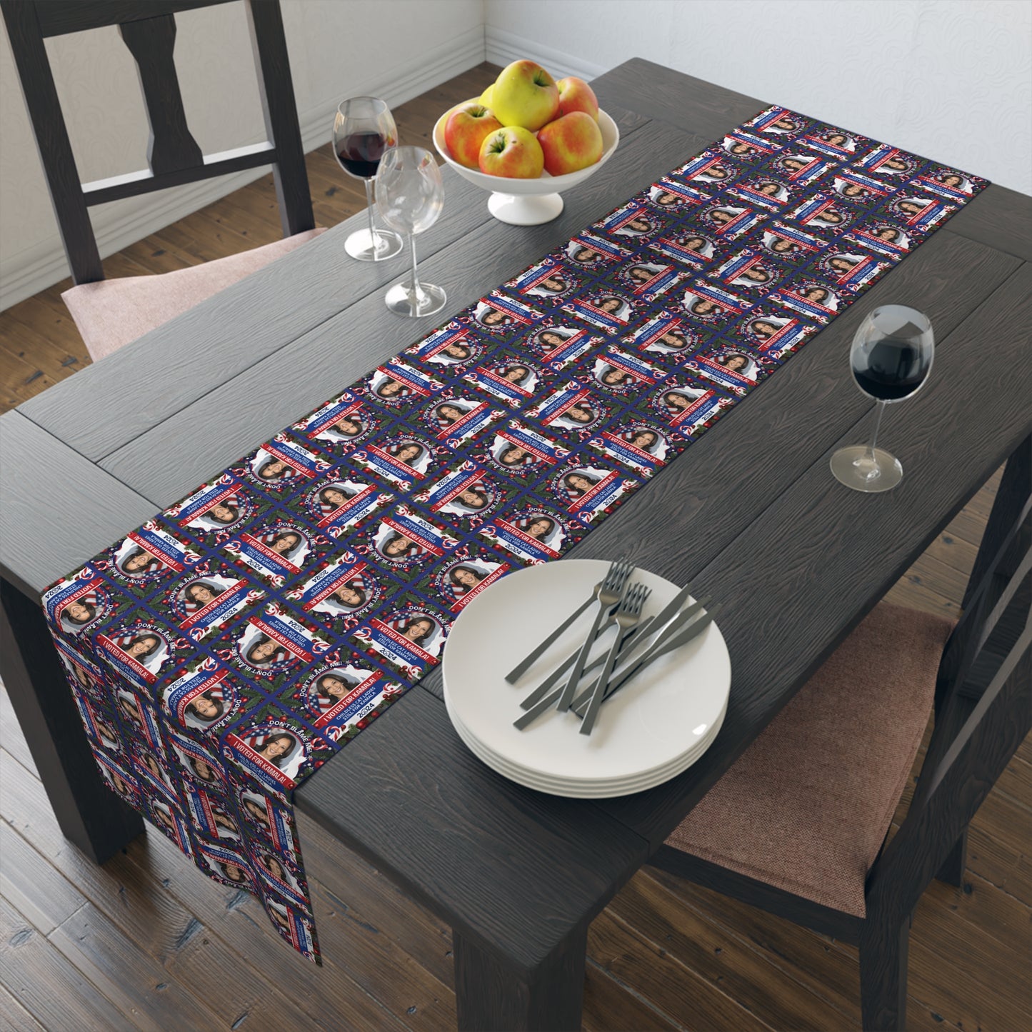 Never Give Up Kamala Christmas Themed Table Runner (Cotton, Poly)