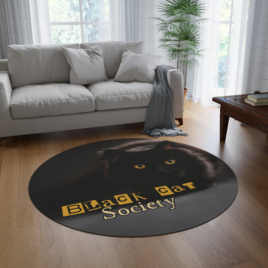 Black Cat Society Round Rug - Cozy Home Decor for Cat Lovers