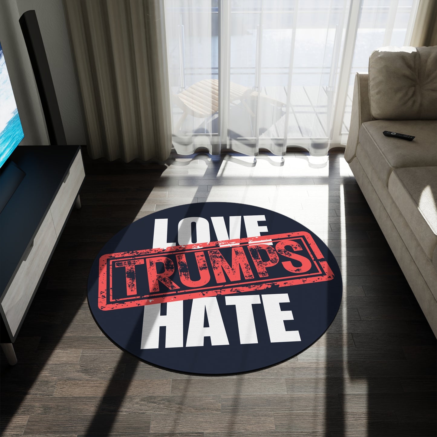 Love Trumps Hate Round Rug - Modern Statement Decor