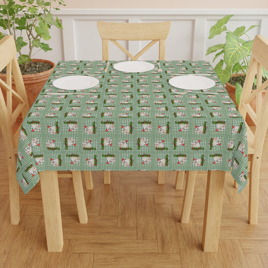 Meowy Gingham Christmas Tablecloth