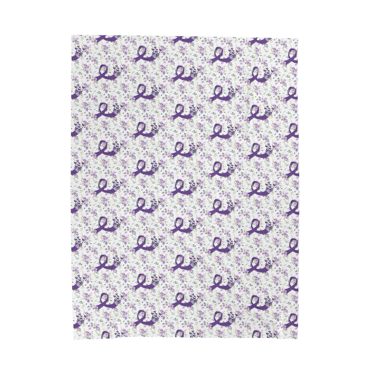 Purple Flowers Epilepsy Awareness Velveteen Plush Blanket