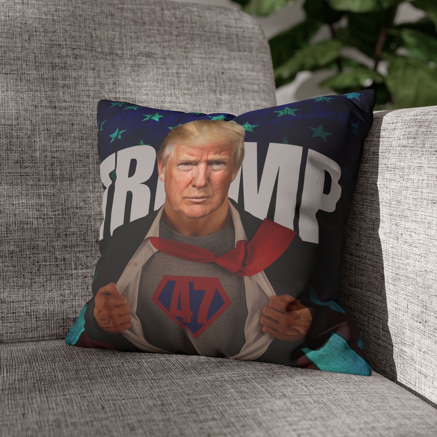 Trump Superhero Faux Suede Pillowcase - Patriotic Home Decor