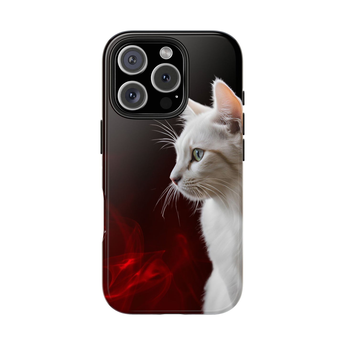 Stylish Tough Phone Case with White Cat Portrait - Perfect for Cat Lovers!