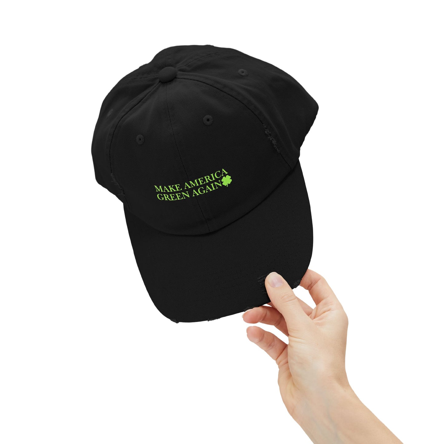 Make America Green Again Distressed Cap - Unisex Eco-Friendly Hat