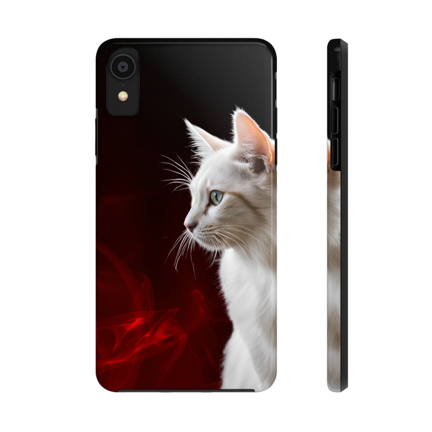 Stylish Tough Phone Case with White Cat Portrait - Perfect for Cat Lovers!