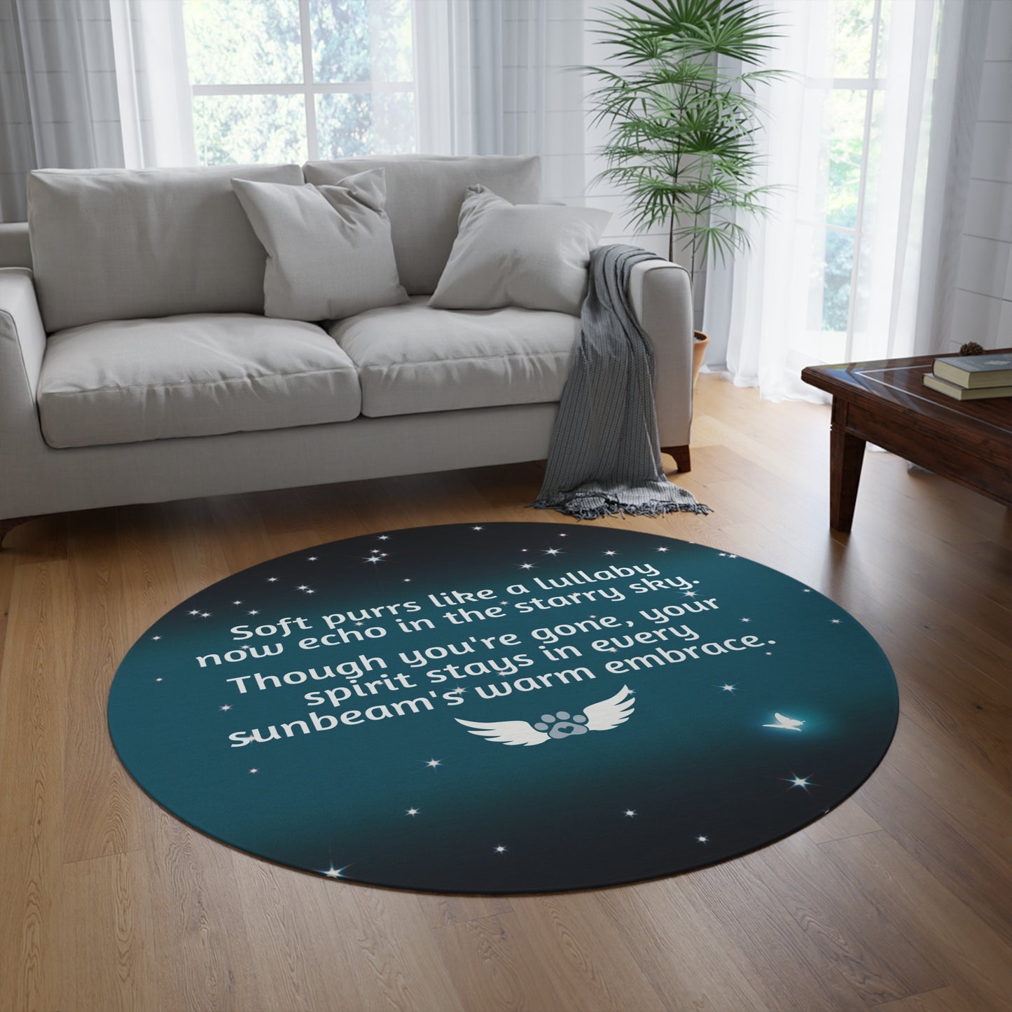 Special Kitty Memorial Round Rug with Comforting Quote