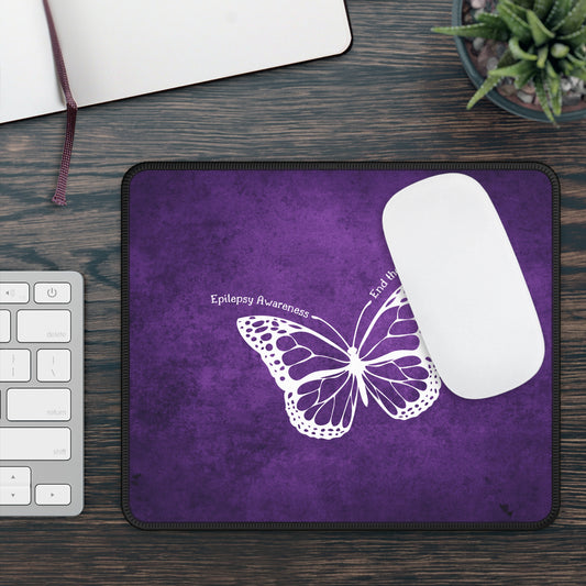 Epilepsy Awareness Gaming Mouse Pad - End the Stigma Purple Butterfly Design