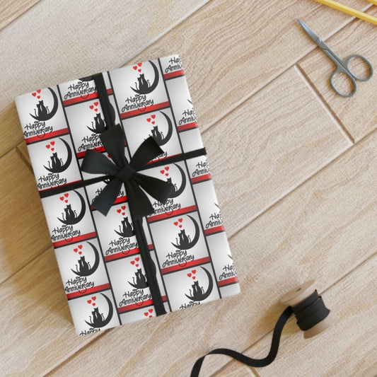 Happy Anniversary Kitties Gift Wrapping Paper Rolls, 1pc