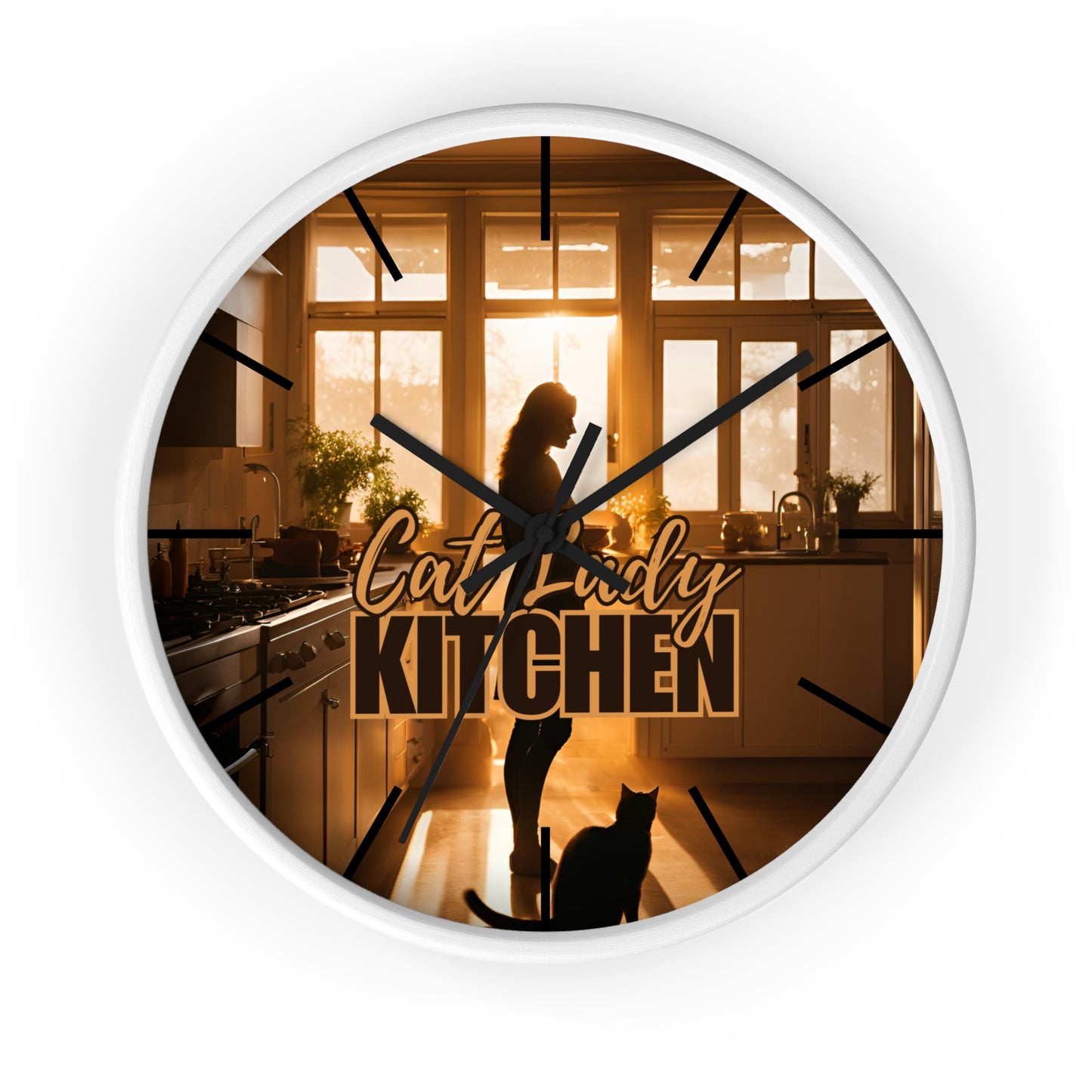 Brown Cat Lady Kitchen Wall Clock