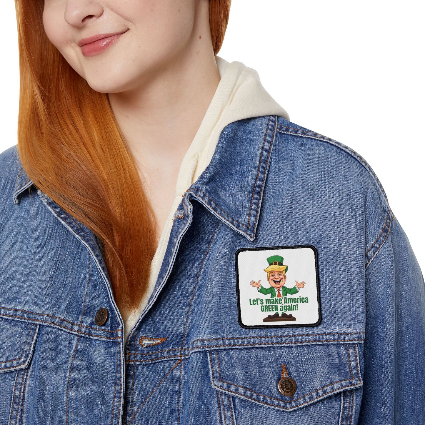 Fun Iron-On Patches - 'Let's Make America GREEN Again!' for St. Patrick's Day