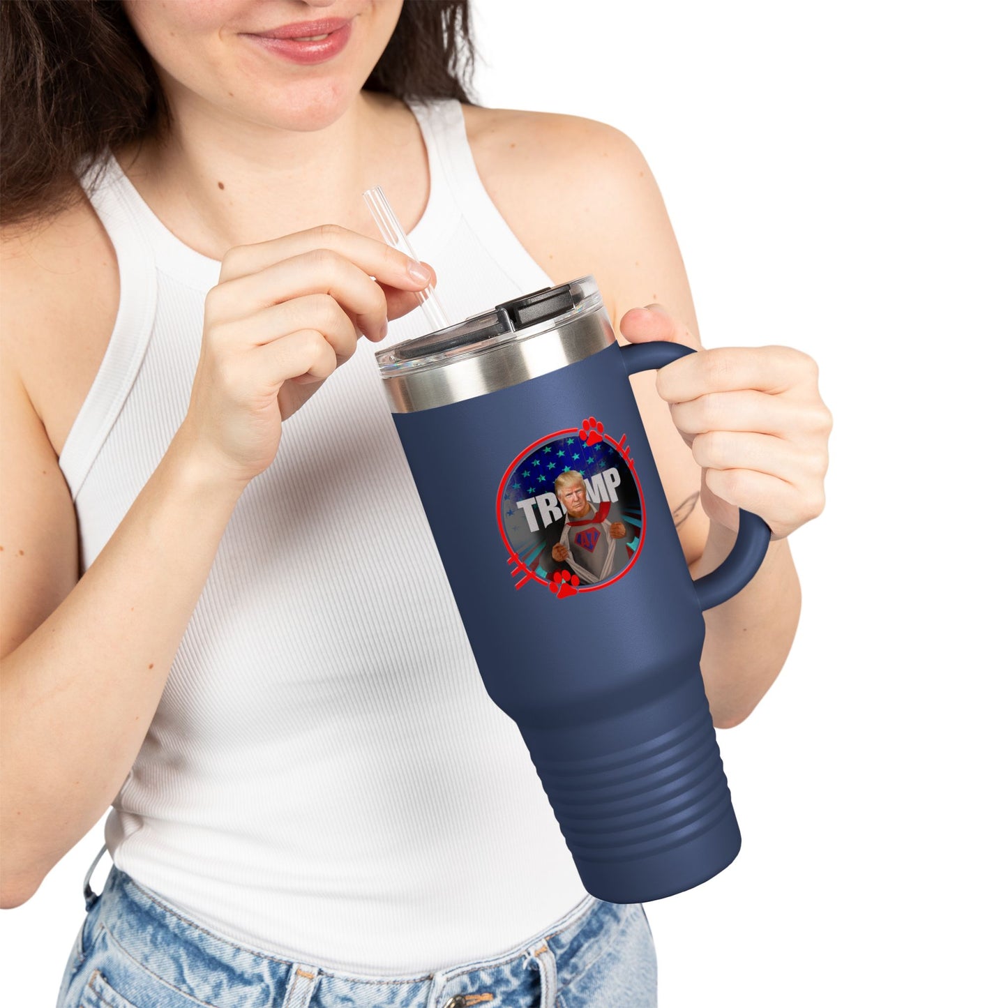 Patriotic Insulated Travel Mug - 40oz with Funny Trump Design