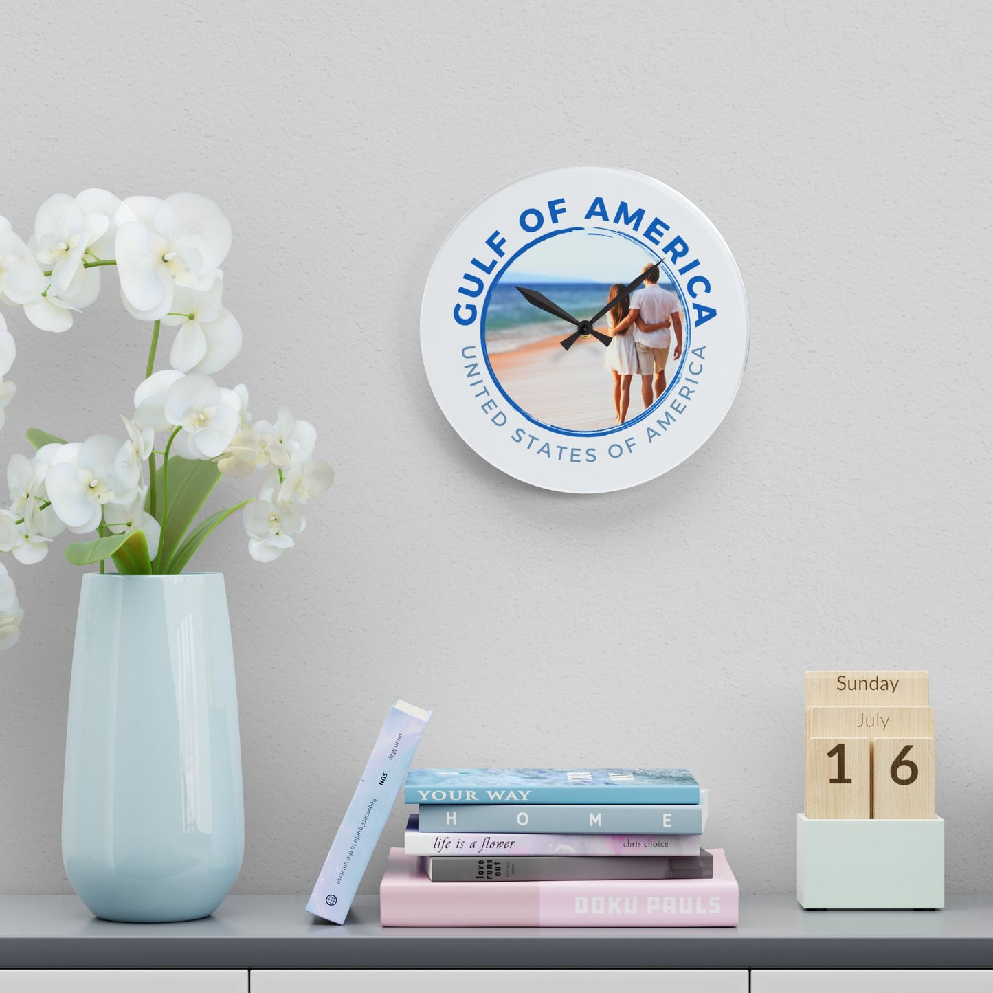 Gulf of America Acrylic Wall Clock - Coastal Home Decor, Beach Lover Gift