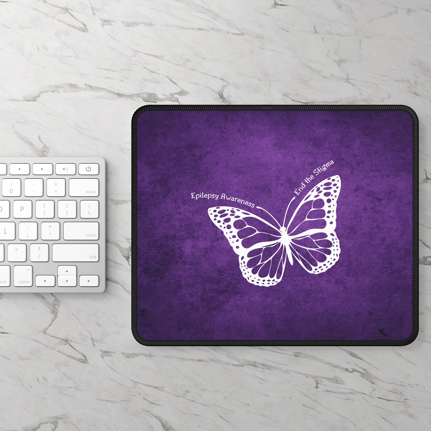 Epilepsy Awareness Gaming Mouse Pad - End the Stigma Purple Butterfly Design