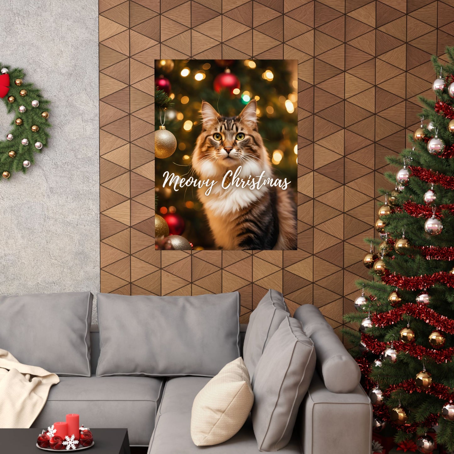 Meowy Christmas Kitty Matte Vertical Posters