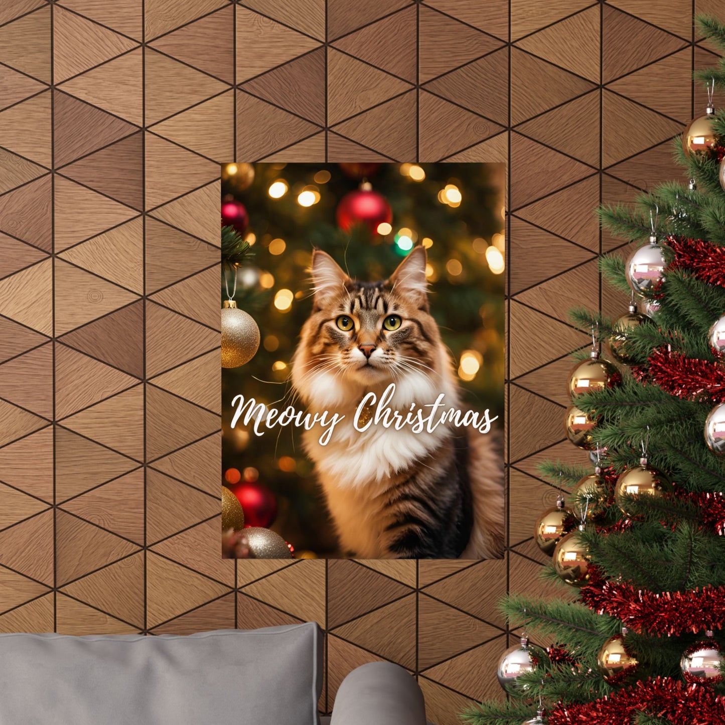 Meowy Christmas Kitty Matte Vertical Posters