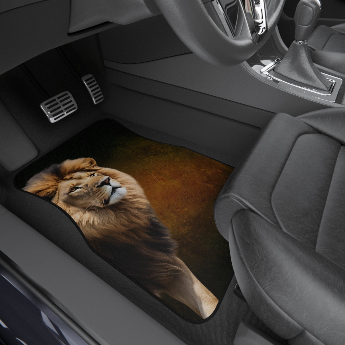 Majestic Lion Car Mats Set of 4 - Animal Print Auto Accessories for Car Enthusiasts