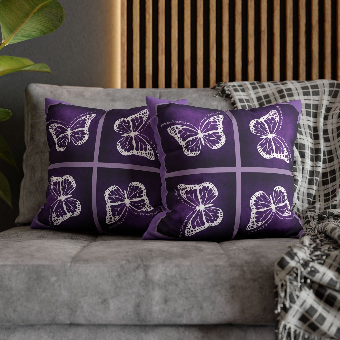 Butterfly Faux Suede Pillowcase for Epilepsy Awareness