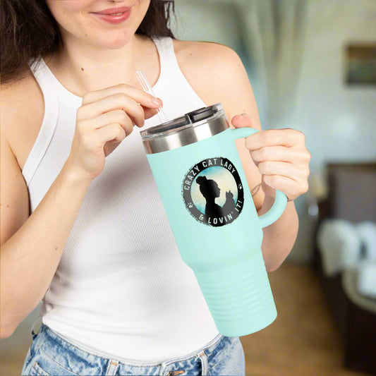 Crazy Cat Lady Insulated Travel Mug - 40oz - Perfect Gift for Cat Lovers