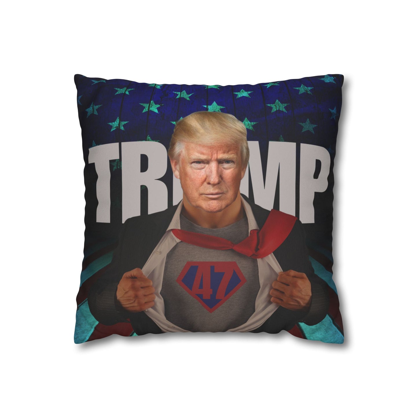 Trump Superhero Faux Suede Pillowcase - Patriotic Home Decor