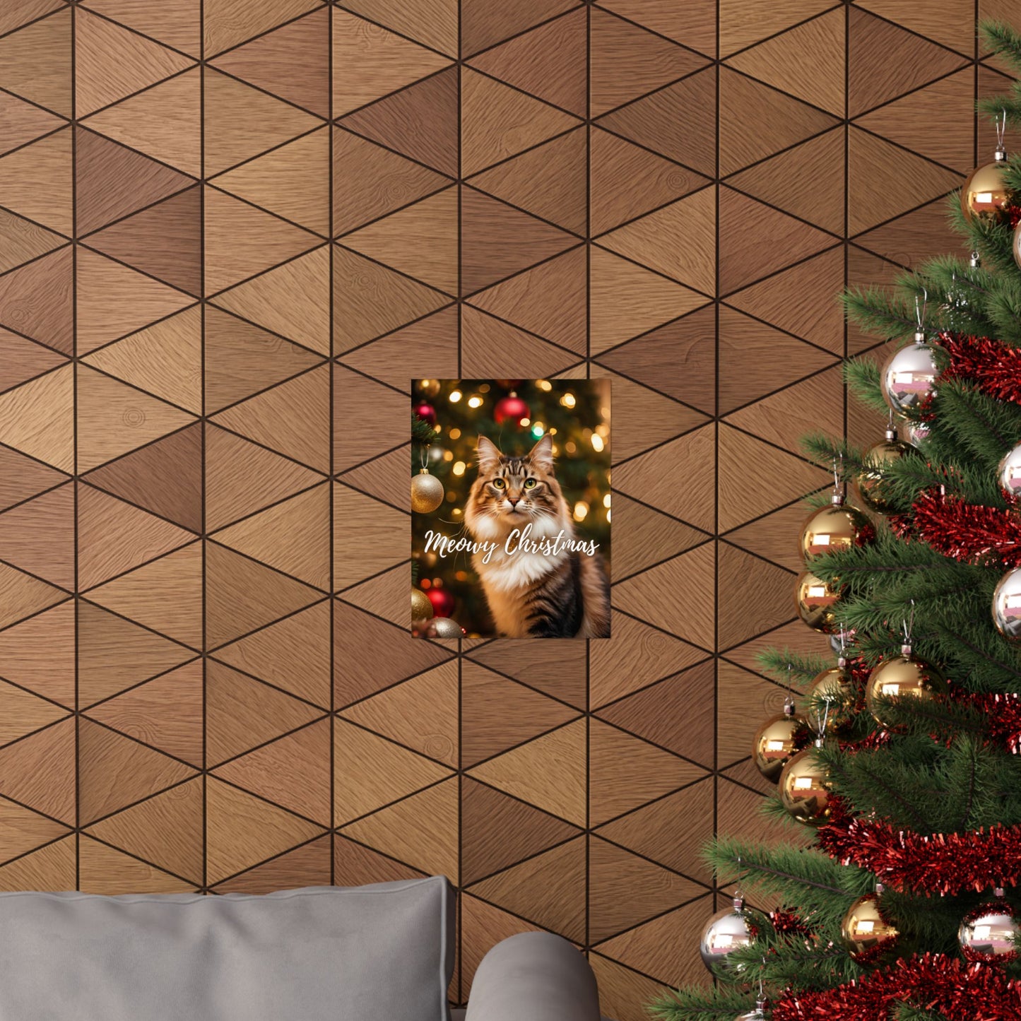 Meowy Christmas Kitty Matte Vertical Posters