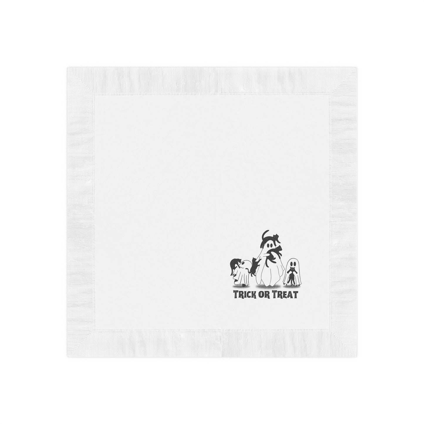 Kitty Trick or Treat White Coined Napkins