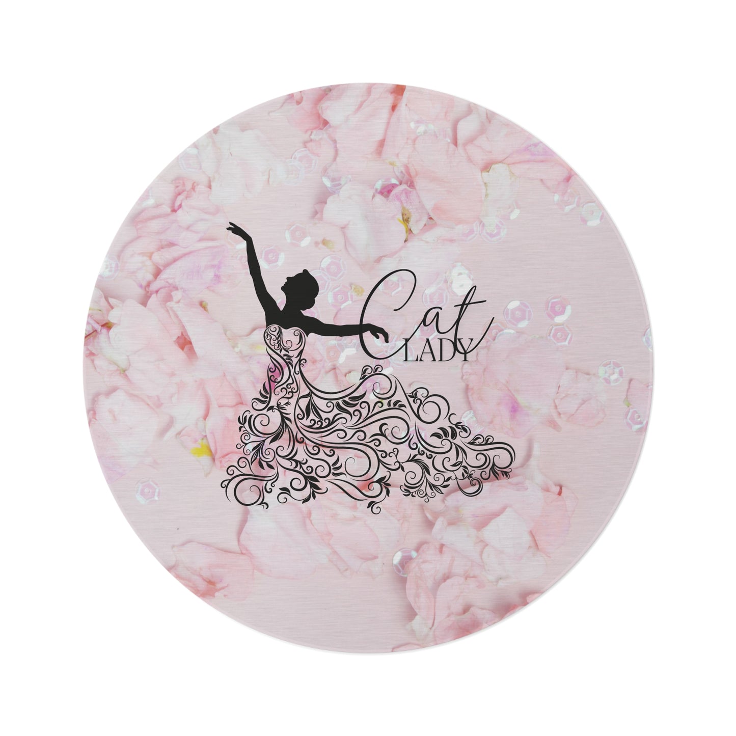 Floral Cat Lady Round Rug - Elegant Home Decor for Cat Lovers