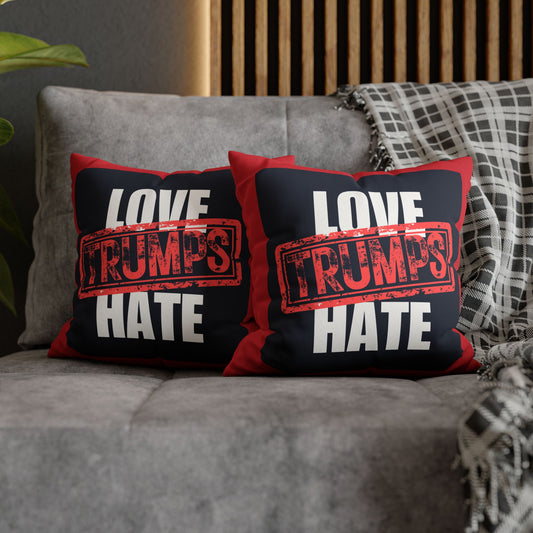 Love Trumps Hate Faux Suede Square Pillowcase - Cozy Decor for a Positive Vibe