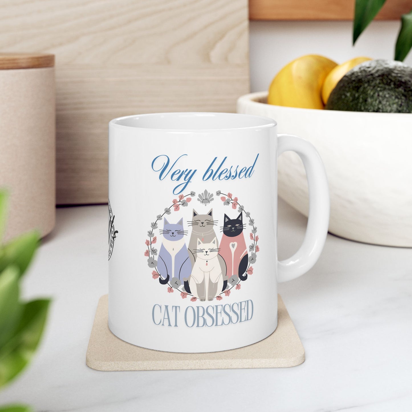 Very Blessed Cat Obsessed Ceramic Mug, (11oz, 15oz)