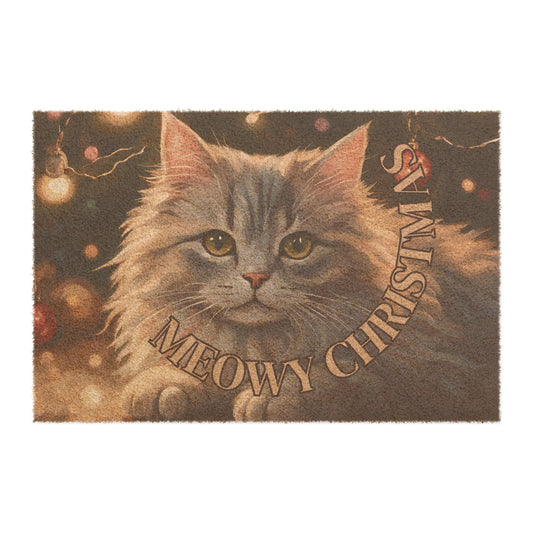 Meowy Christmas Fluffy Kitty Doormat