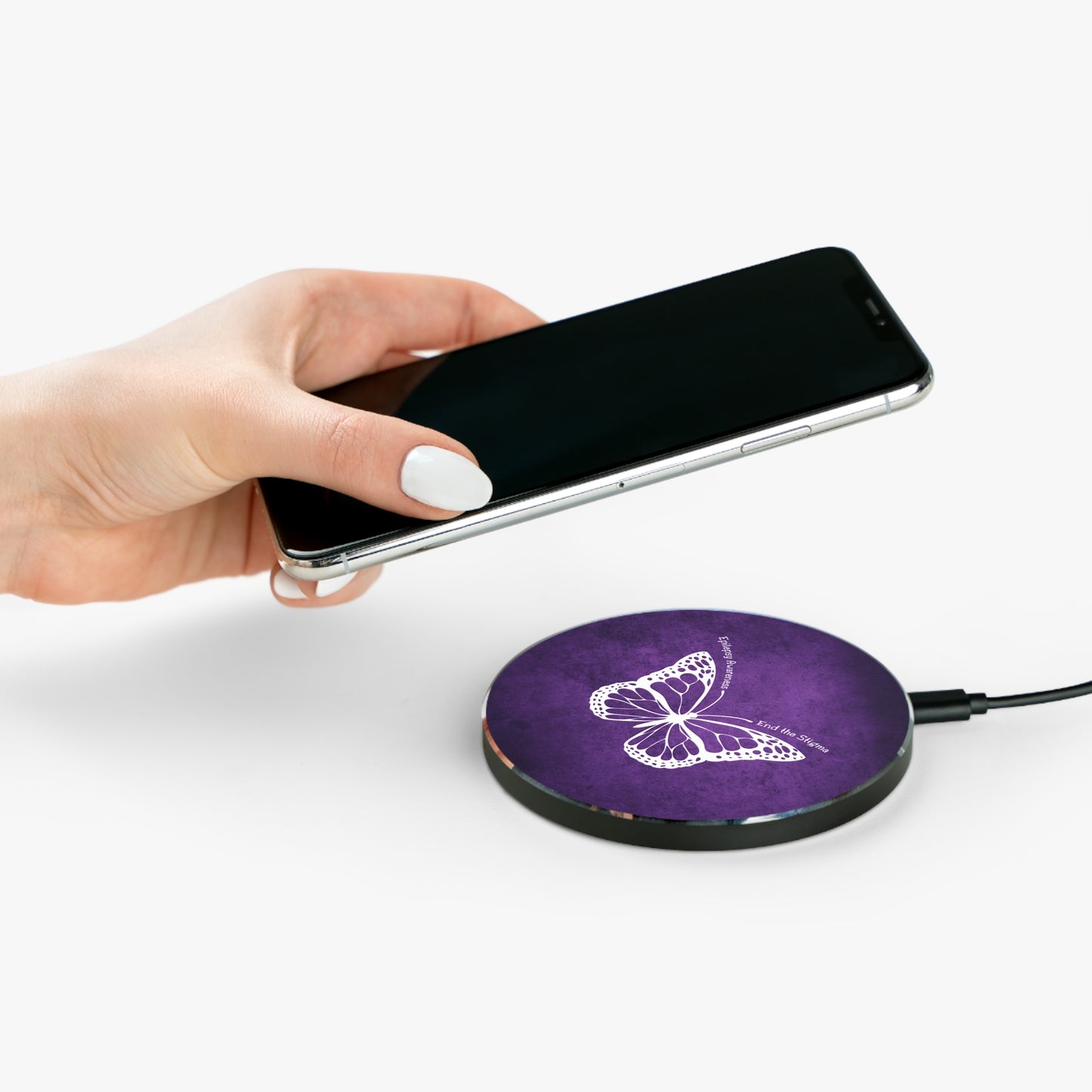 Epilepsy Awareness Wireless Charger - End the Stigma Butterfly Design