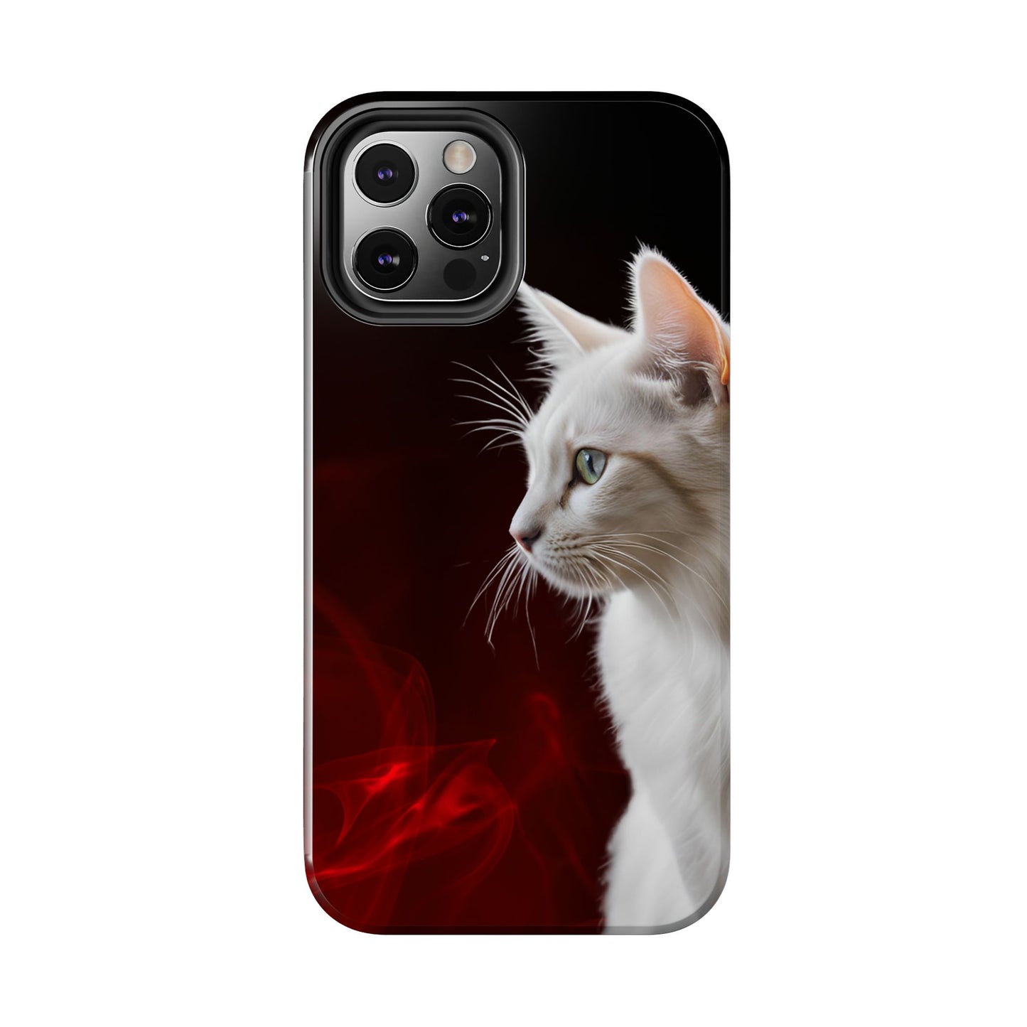 Stylish Tough Phone Case with White Cat Portrait - Perfect for Cat Lovers!