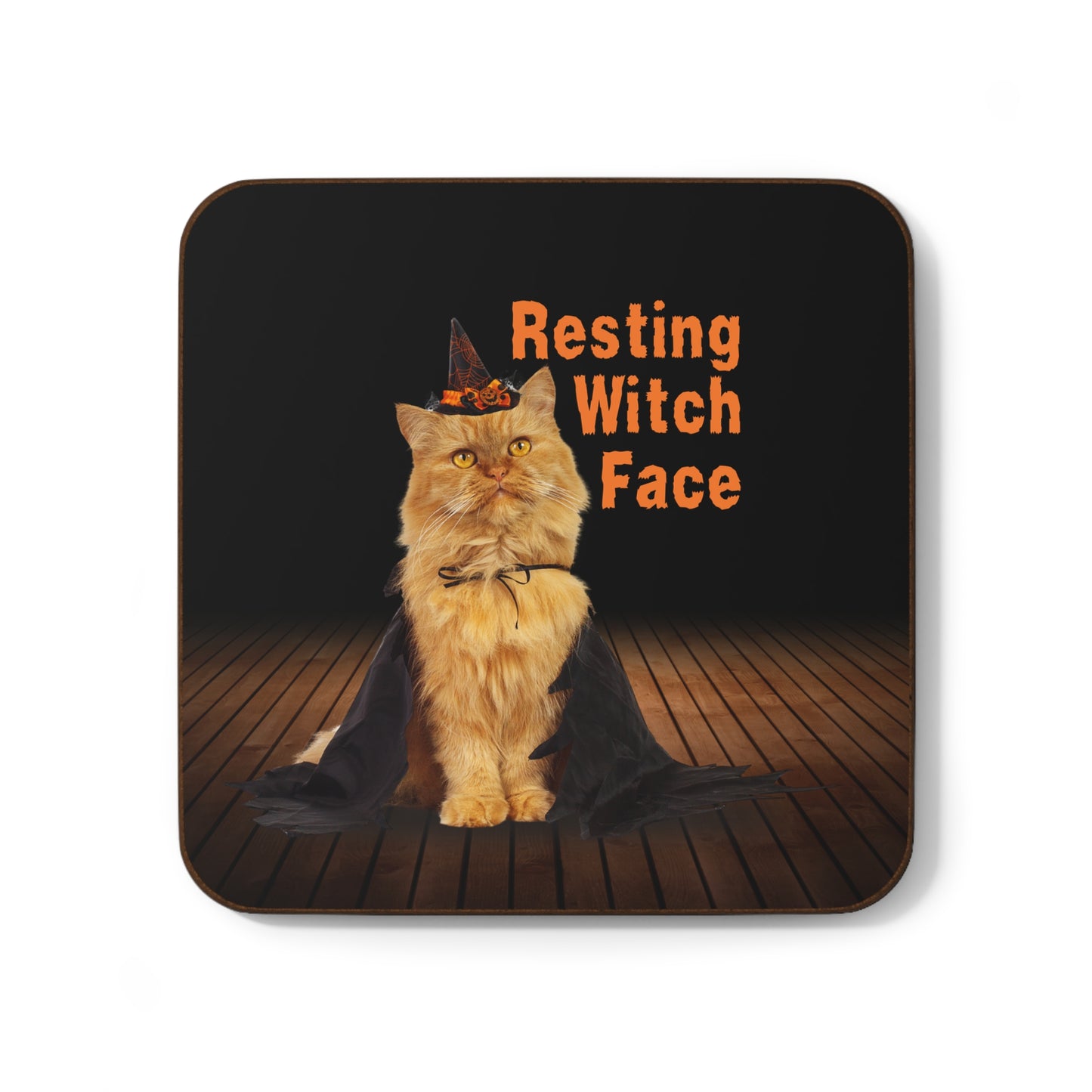 Resting Witch Face Hardboard Back Coaster