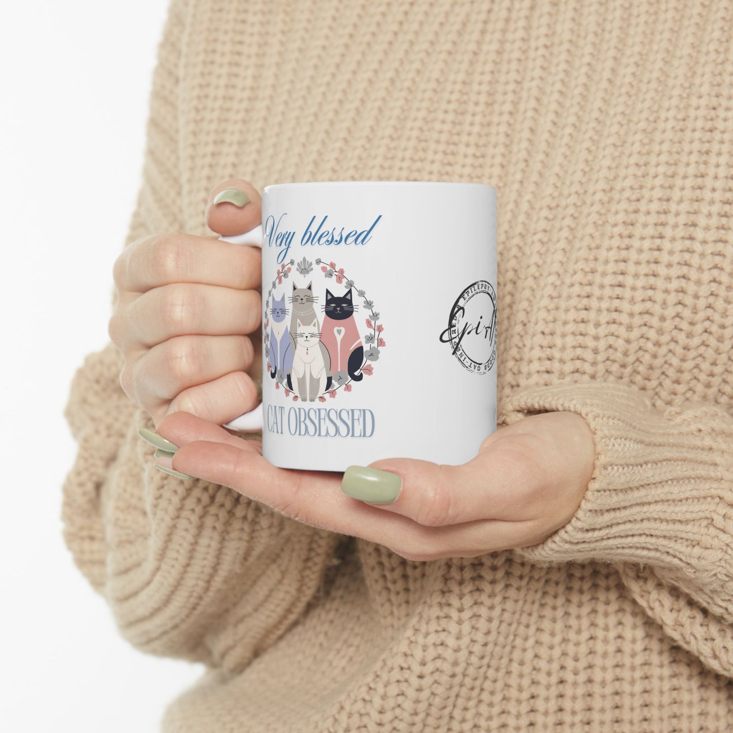 Very Blessed Cat Obsessed Ceramic Mug, (11oz, 15oz)