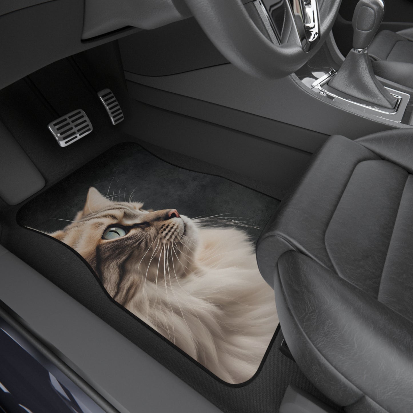 Elegant Cat-Themed Car Mats - Set of 4 | Pet Lover's Stylish Auto Accessories