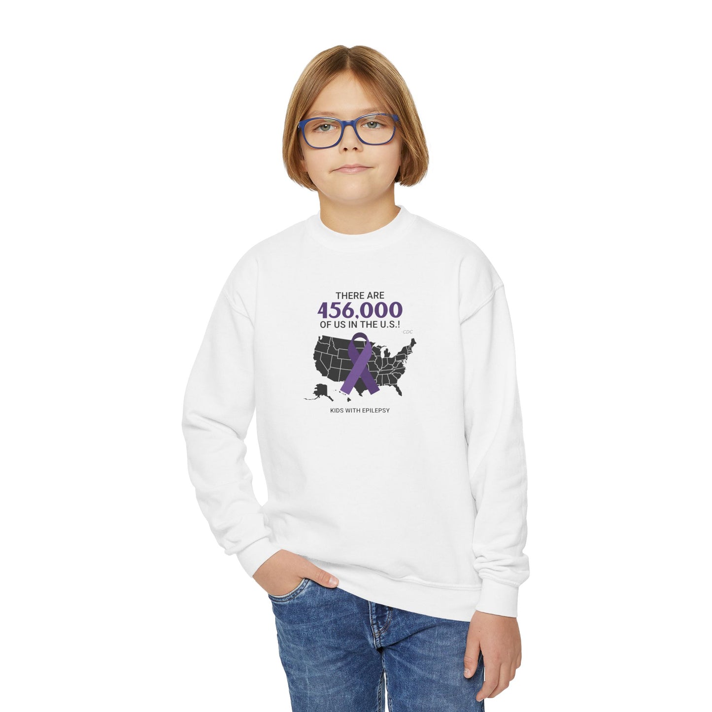 456,000 of Us Epilepsy Awareness Youth Crewneck Sweatshirt