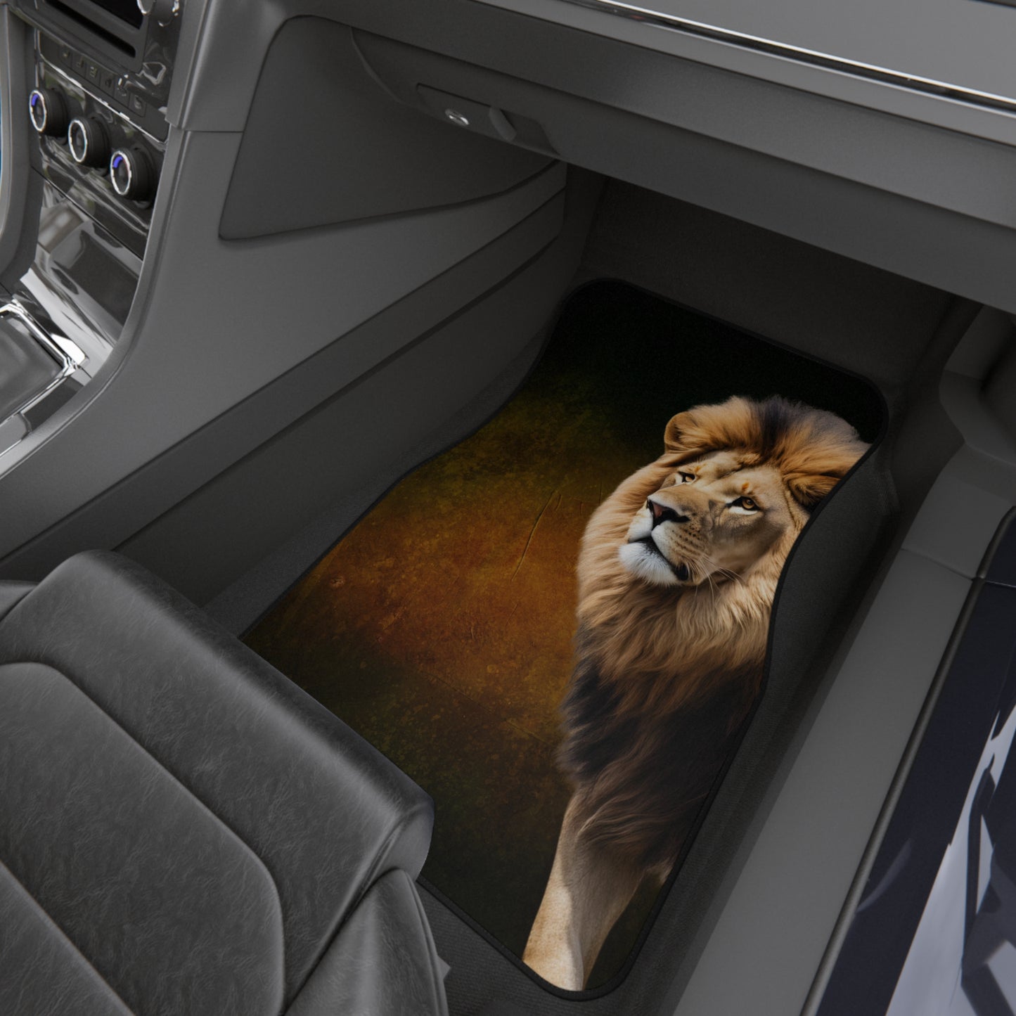 Majestic Lion Car Mats Set of 4 - Animal Print Auto Accessories for Car Enthusiasts