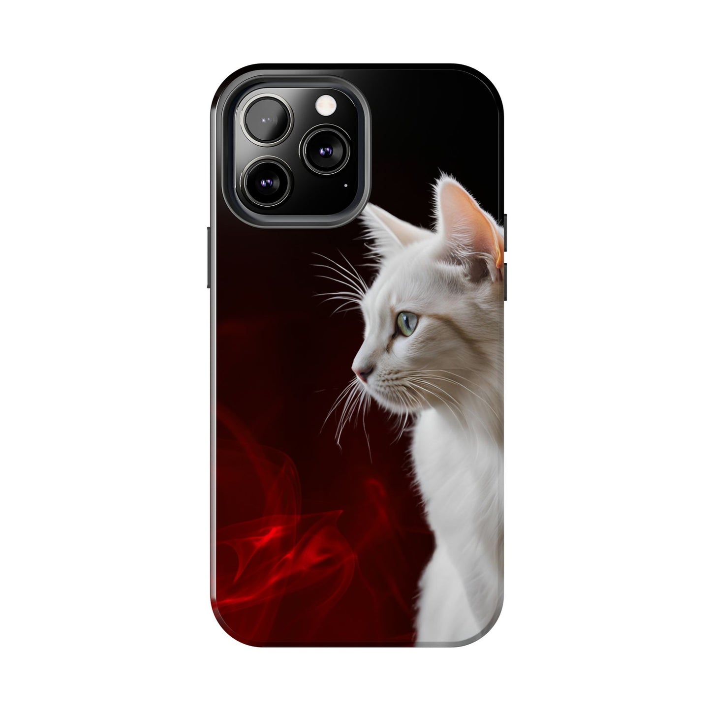 Stylish Tough Phone Case with White Cat Portrait - Perfect for Cat Lovers!