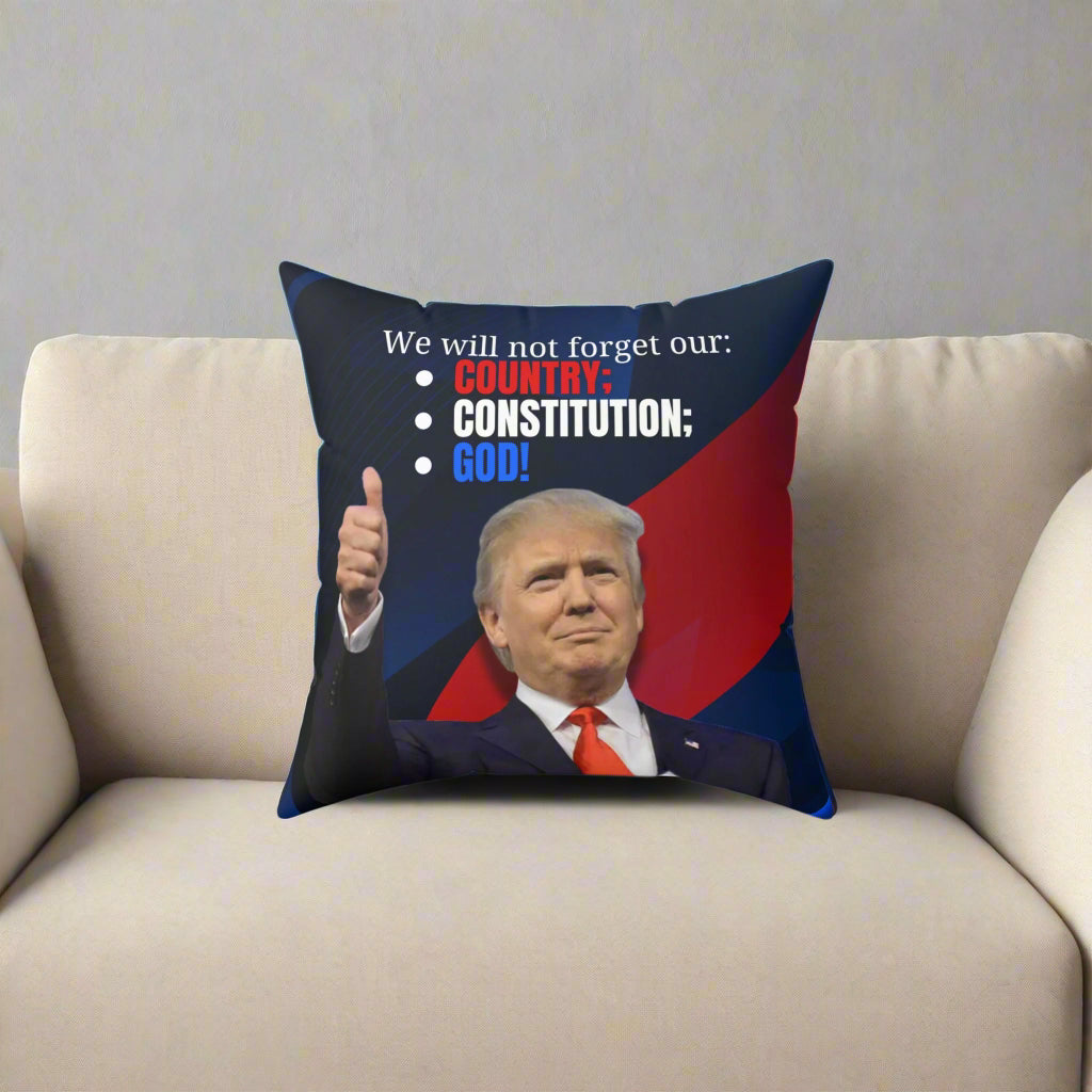 Trump Country Constitution God Spun Polyester Square Pillow