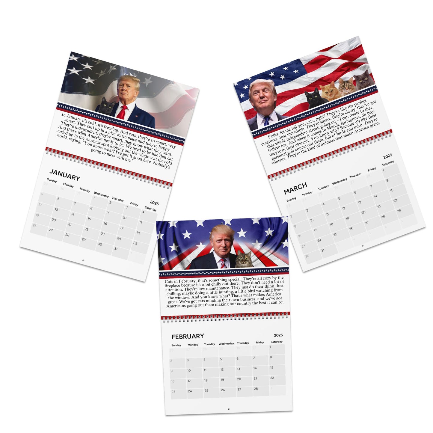 Trump Reflects on Cats Month-by-Month Calendar (2025)