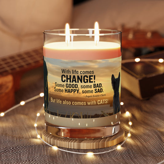 Life Comes with Cats Scented Candle - Full Glass, 11oz