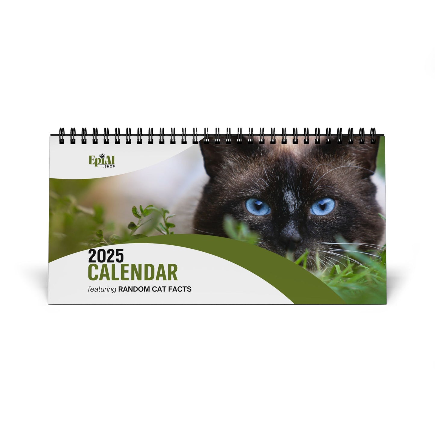 Random Cat Facts Month-by-Month Desktop Calendar (2025 grid)