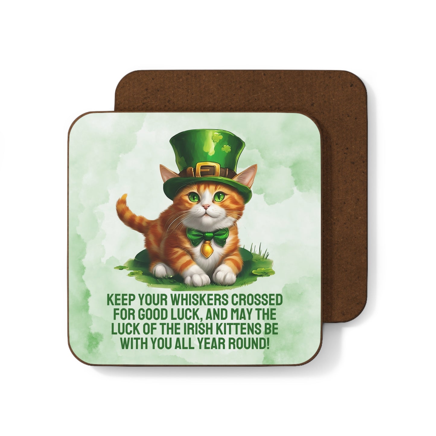 Irish Kitten Wish Hardboard Back Coaster