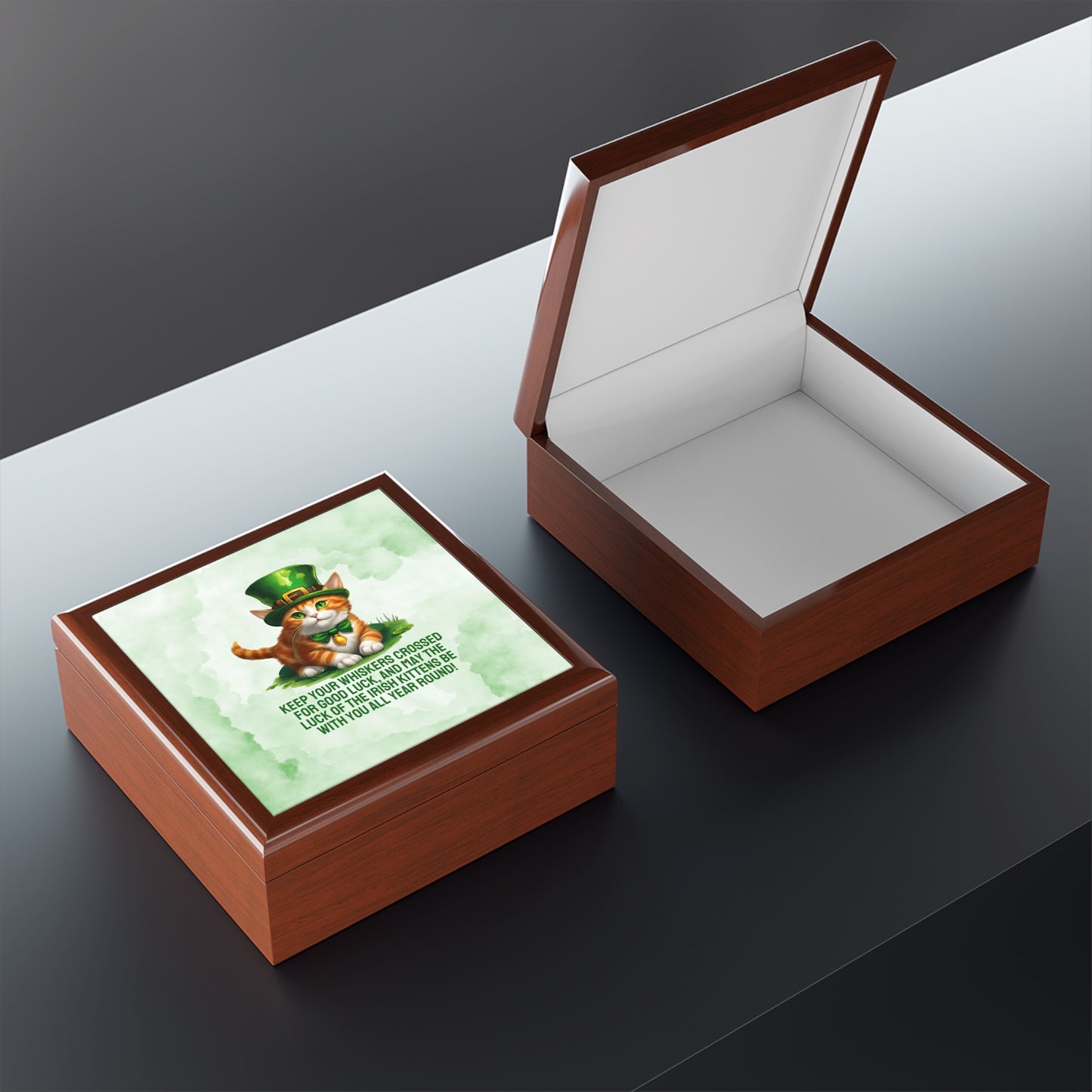 St. Patrick's Cat Jewelry Box