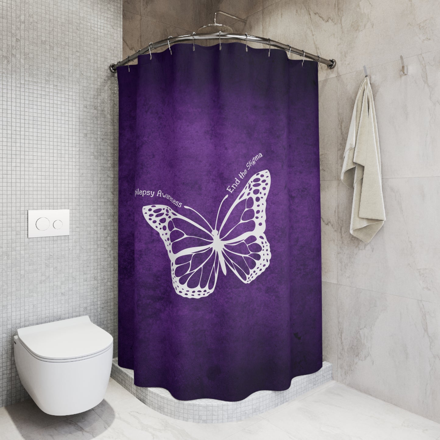 Epilepsy Awareness Butterfly Shower Curtain - End the Stigma