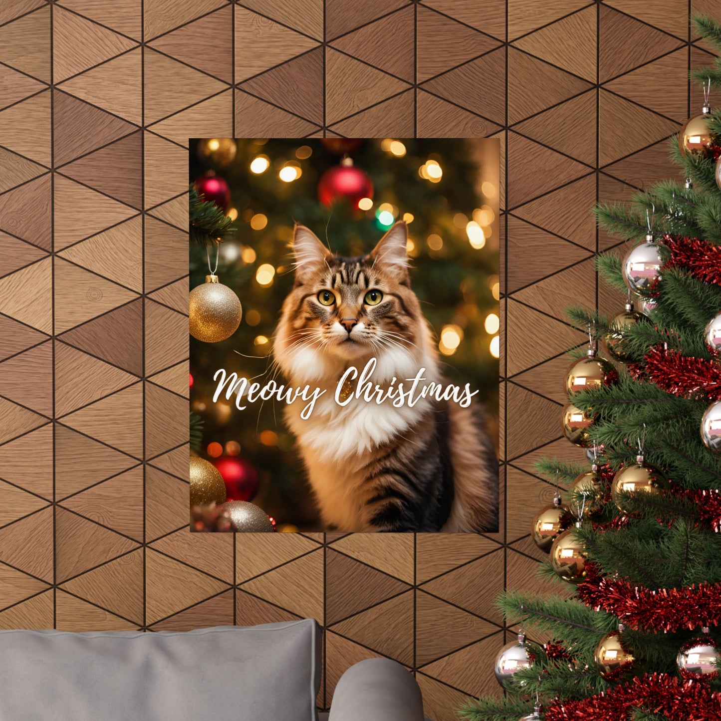 Meowy Christmas Kitty Matte Vertical Posters