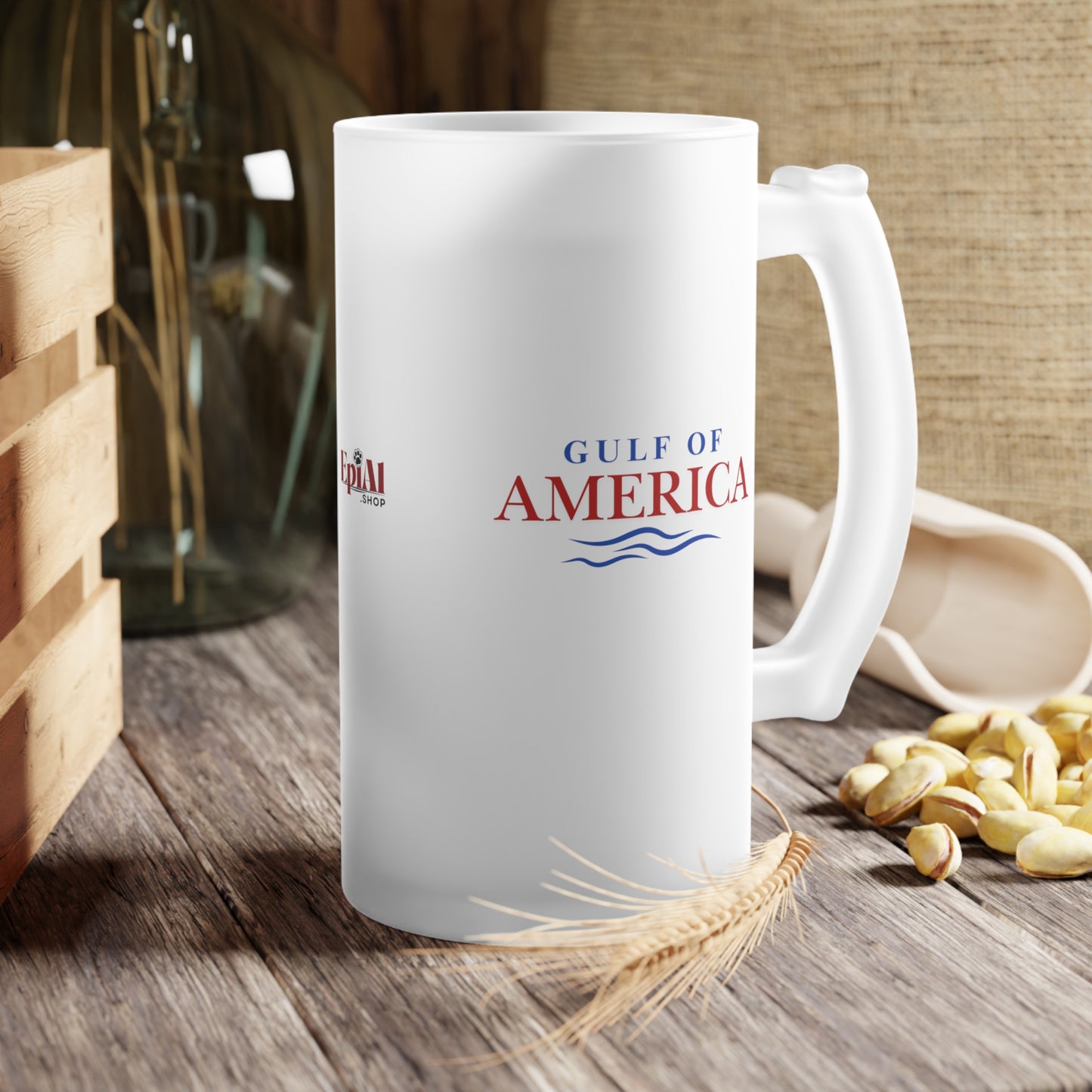 Gulf of America Frosted Glass Beer Mug