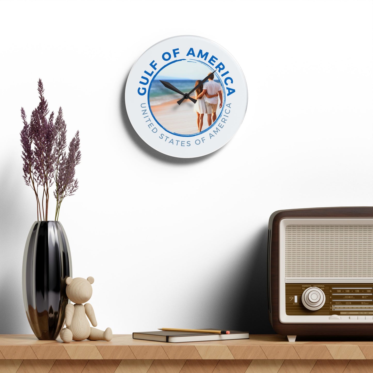 Gulf of America Acrylic Wall Clock - Coastal Home Decor, Beach Lover Gift