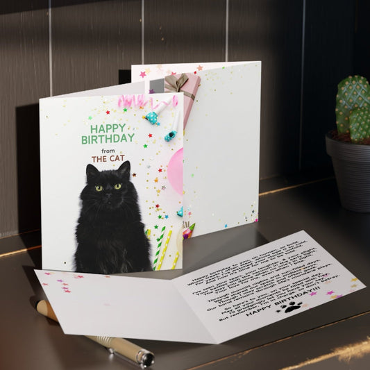 Happy Birthday from the Cat Greeting Cards, blank inside (8, 16, and 24 pcs)