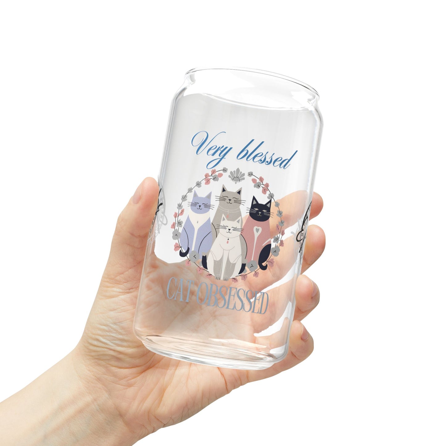 Very Blessed Cat Obsessed Sipper Glass, 16oz