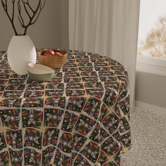 Throwback Christmas Kitten Tablecloth